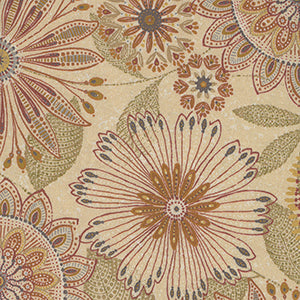 Flora Dora Wide Digital - Tan Floral 108" Wide Back by Henry Glass